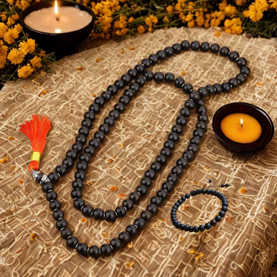 Karungali Kavach Harmony Combo (Mala + Bracelet)